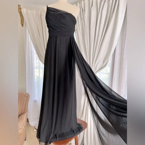 long black grecian dress NWT Jean Paul Gaultier One Shoulder Grecian Black Maxi Dress size large (DR900
